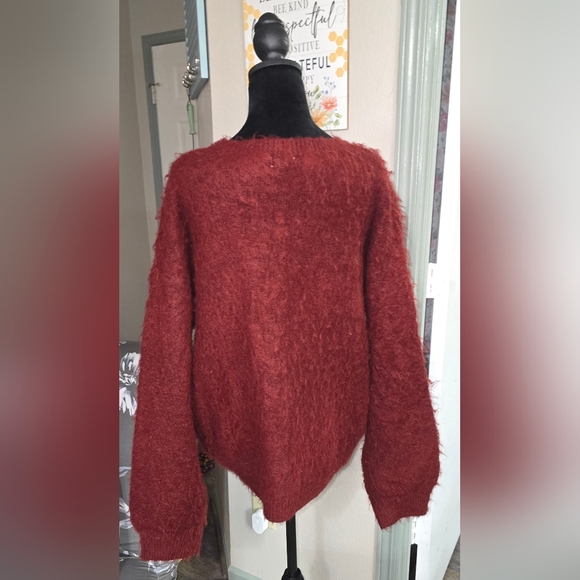 (J) POL Red and Yellow Floral Knit Sweater PTP is 25 - Picture 2 of 11